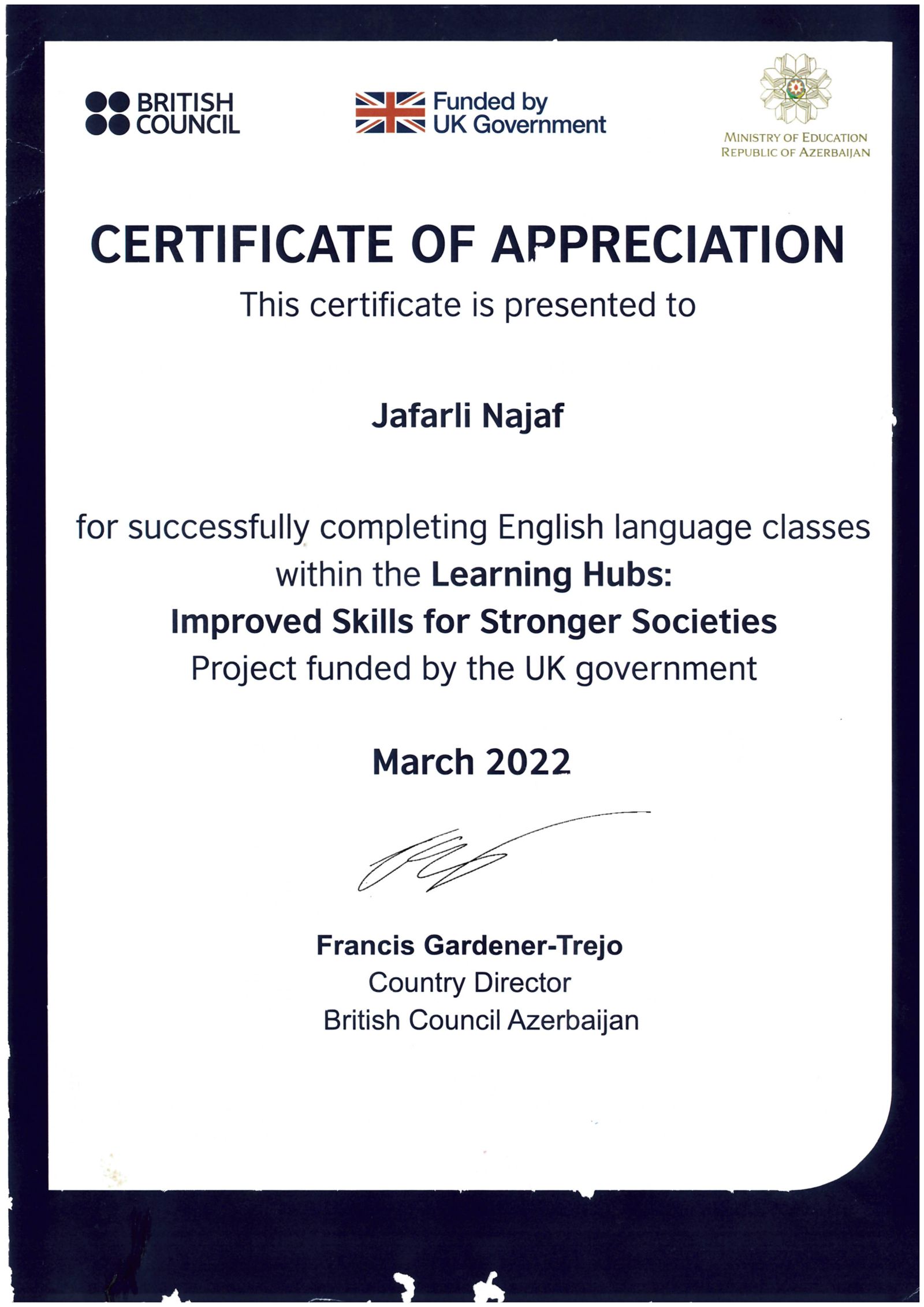 English Language Course Completion