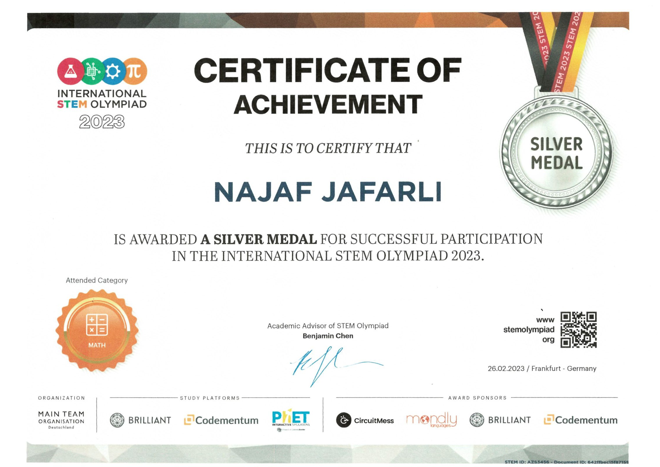 Silver Medal — Mathematics