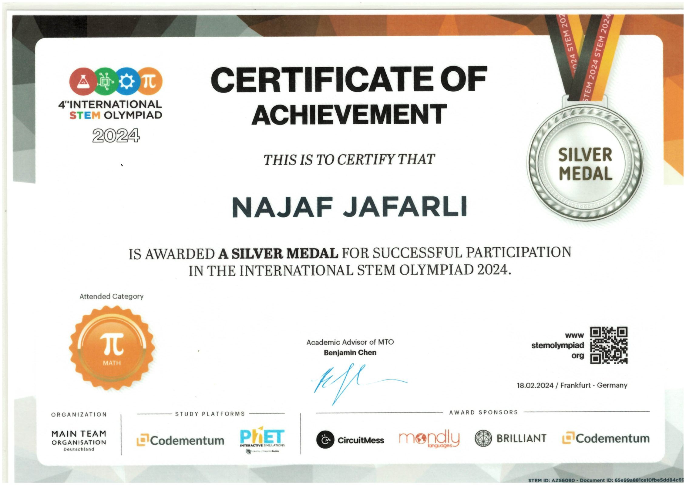 Silver Medal — Mathematics